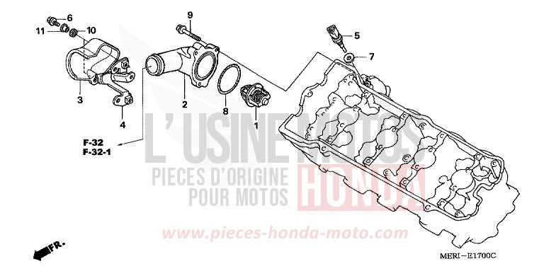 THERMOSTAT de CBF600S ABS INTERSTELLAR BLACK METALLIC (NHA12) de 2005